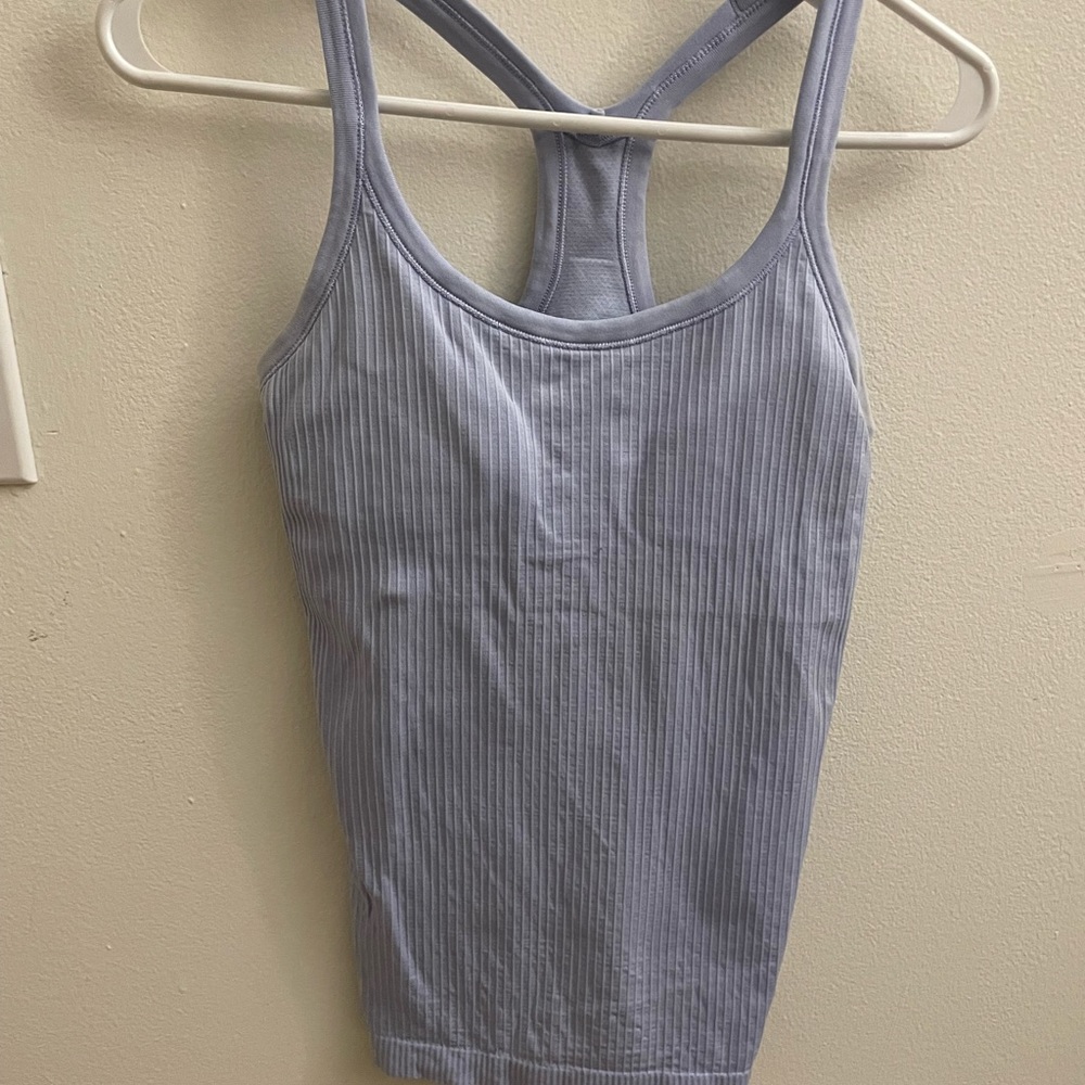 Blue linen ebb to street tank top size 6 lululemon